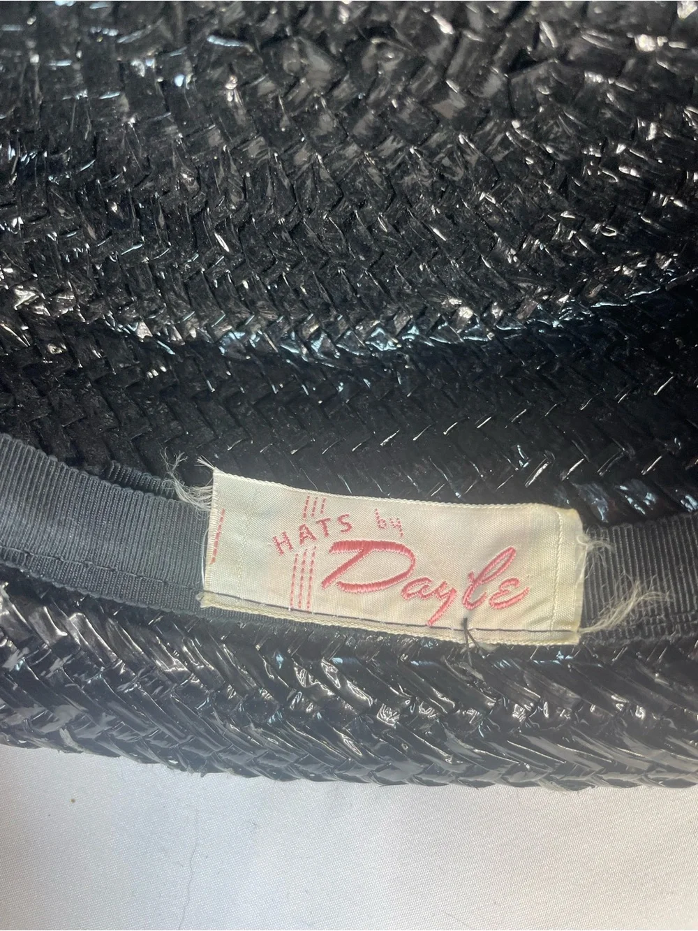 VTG 1960s Hats by Dayle Black Woven Straw Pillbox Hat Bow Veil